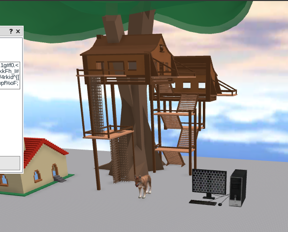 Picture of a treehouse and brick house imported with Model Importer 2