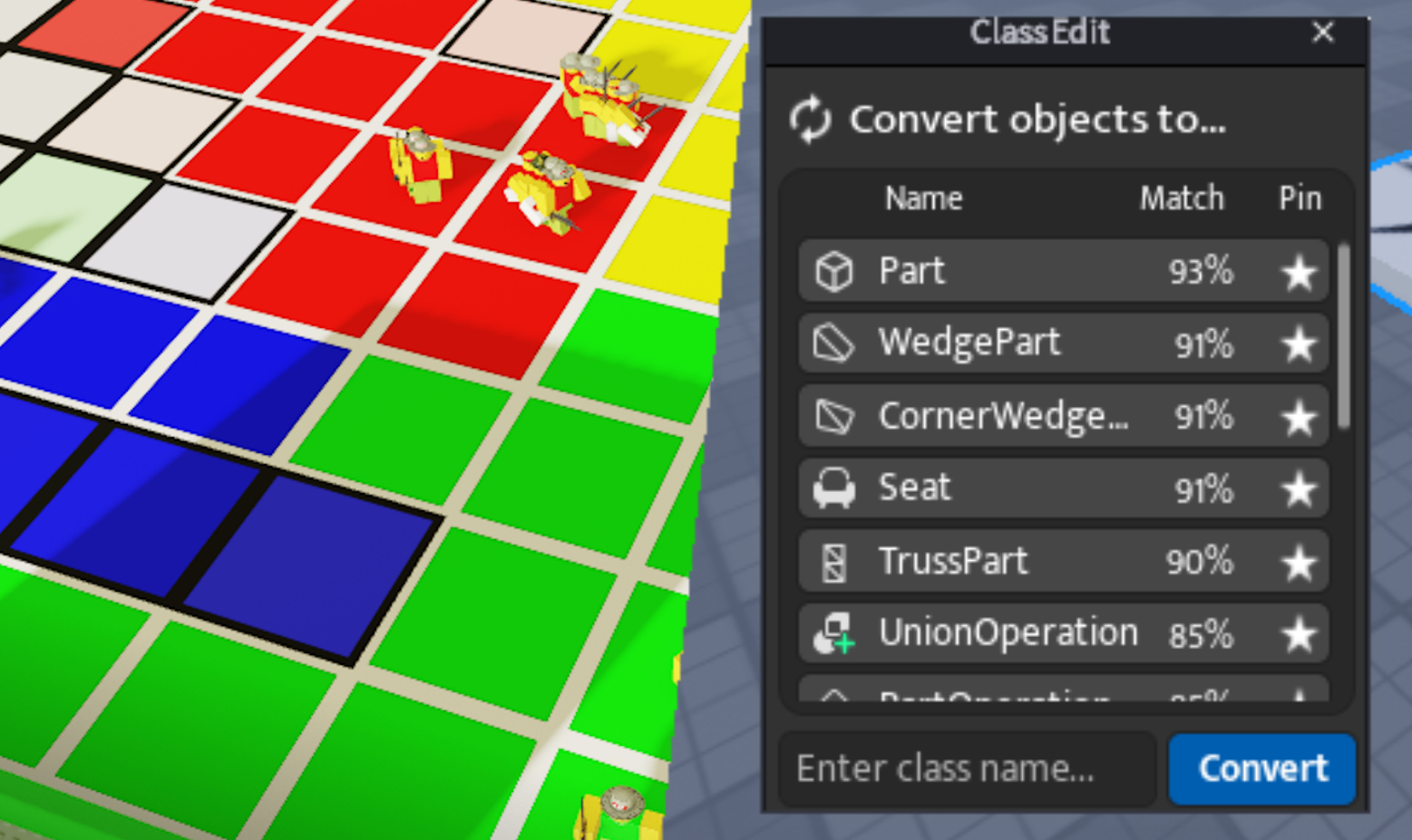 Screenshot of a game and a type conversion plugin